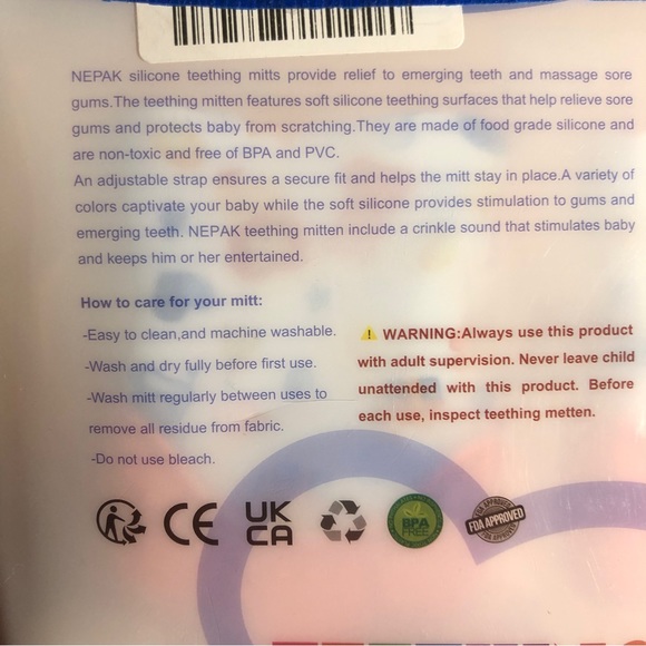 Nepak Teething Mittens 2 Pack Stimulating teething toy - Picture 4 of 5